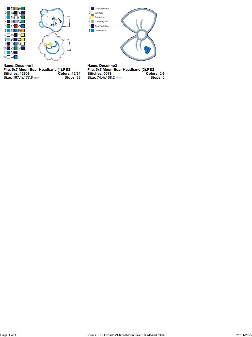 Bedtime Bear Headband - ITH Project - Machine Embroidery Design