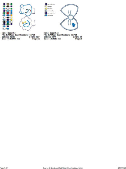 Bedtime Bear Headband - ITH Project - Machine Embroidery Design