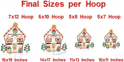 Christmas House Ornament - ITH Project - Machine Embroidery Design