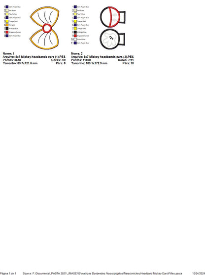 Mickey Ears Headbands - ITH Project - Machine Embroidery Design