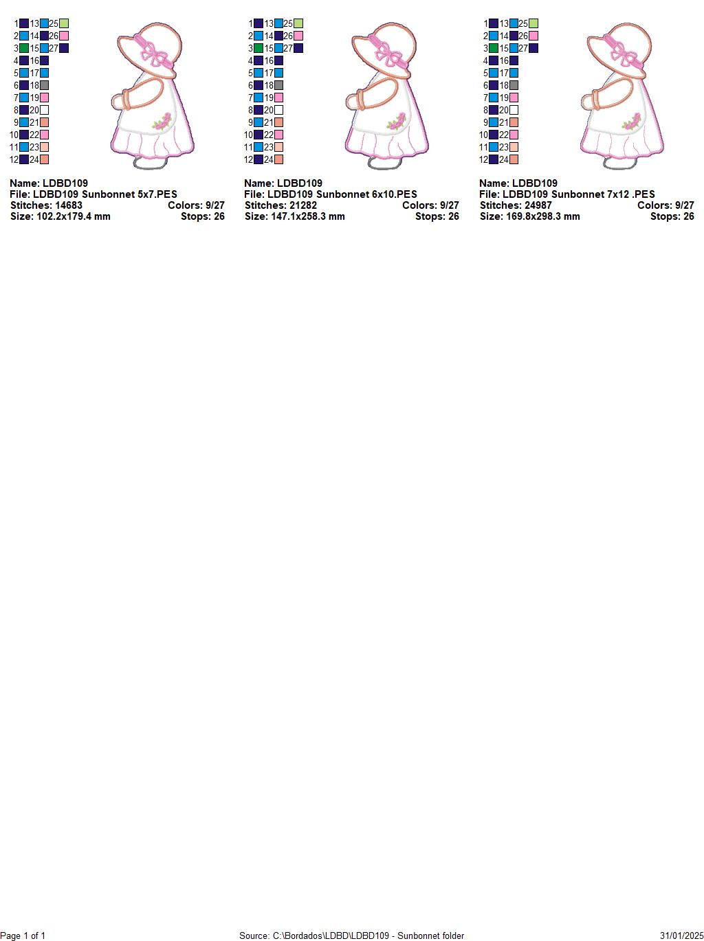 Cute Sunbonnet Paper Towel Holder Cover - ITH Project - Machine Embroidery Design
