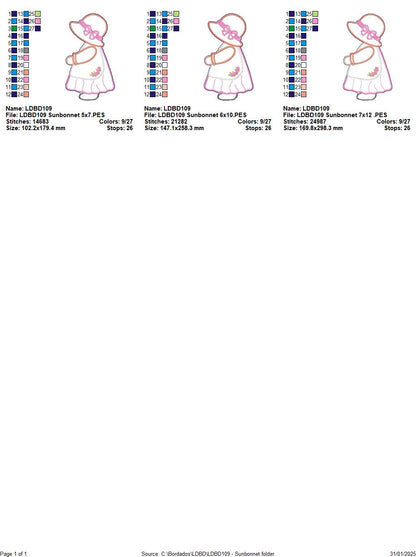 Cute Sunbonnet Paper Towel Holder Cover - ITH Project - Machine Embroidery Design