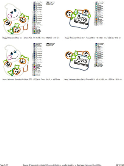 Happy Halloween Ghost Ornament - ITH Project - Machine Embroidery Design