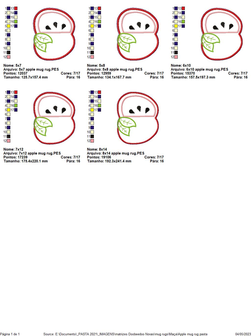 Apple Mug Rug - ITH Project - Machine Embroidery Design