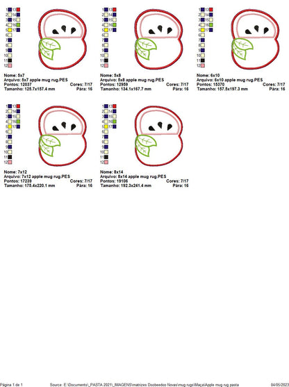 Apple Mug Rug - ITH Project - Machine Embroidery Design