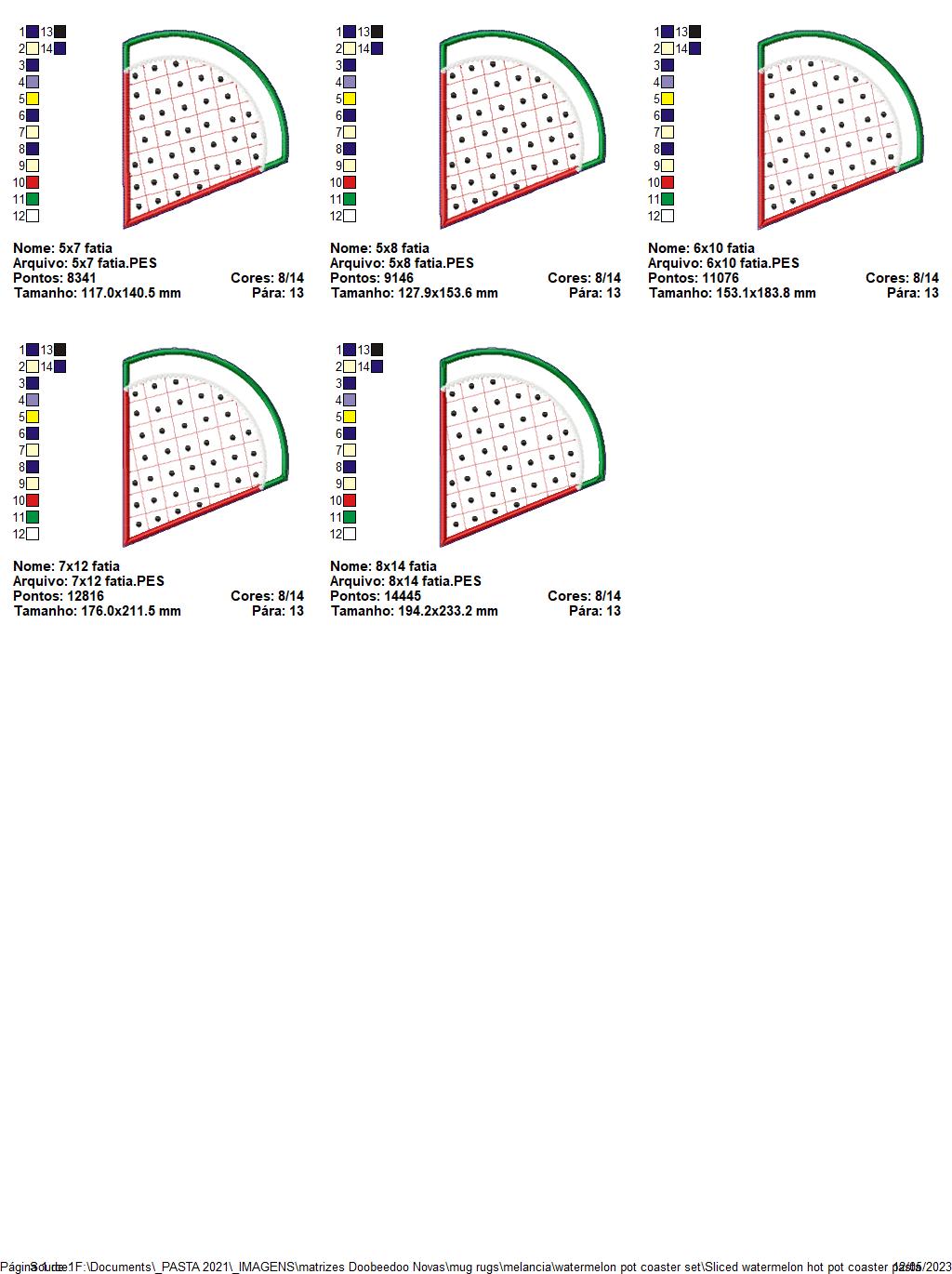 Watermelon Pot Coaster Set - ITH Project - Machine Embroidery Design