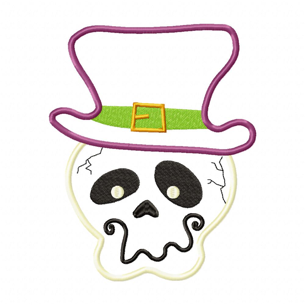 Halloween Face Skull  - Applique - Machine Embroidery Design