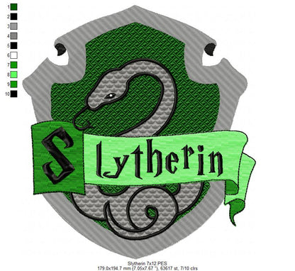 School of Magic Slytherin - Fill Stitch - Machine Embroidery Design
