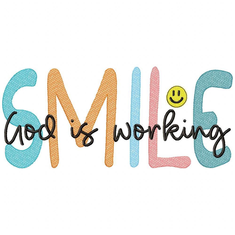 Smile God is Working - Fill Stitch - Machine Embroidery Design