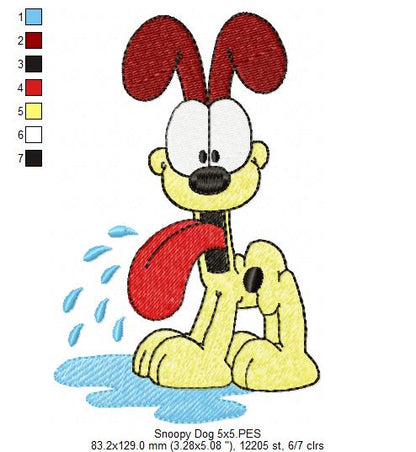 Silly Yellow Dog - Fill Stitch - Machine Embroidery Design