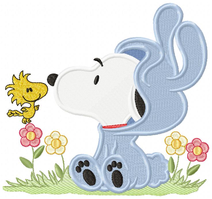 White Dog Dress as a Bunny - Fill Stitch - Machine Embroidery Design