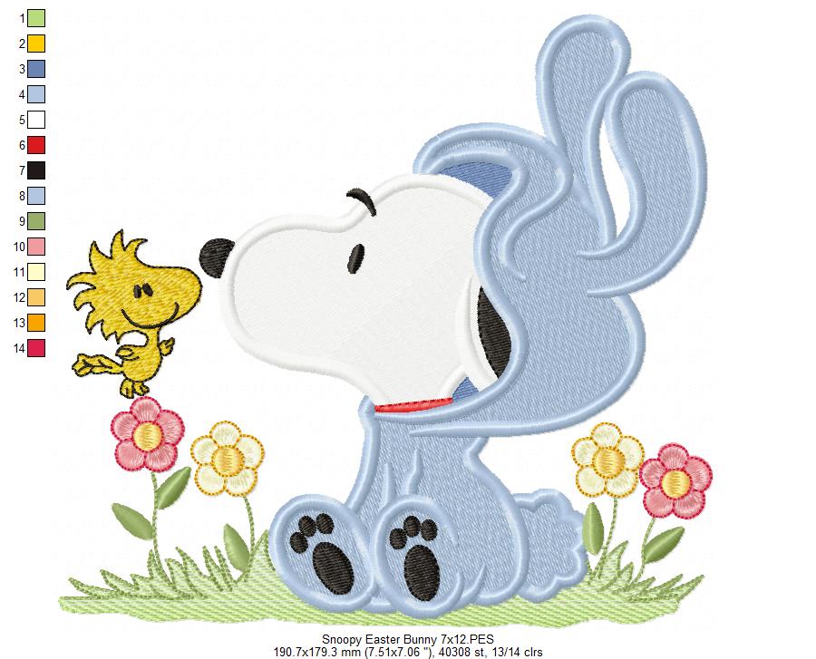 White Dog Dress as a Bunny - Fill Stitch - Machine Embroidery Design