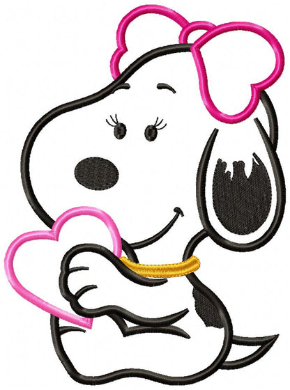 White Dog Girl - Applique - Machine Embroidery Design