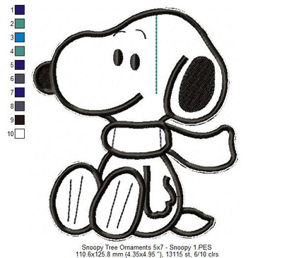 Snoopy Tree Ornaments - Set of 4 Designs - ITH Project - Machine Embroidery Design