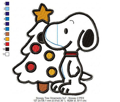 Snoopy Tree Ornaments - Set of 4 Designs - ITH Project - Machine Embroidery Design
