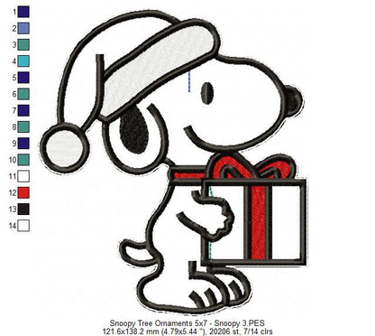 Snoopy Tree Ornaments - Set of 4 Designs - ITH Project - Machine Embroidery Design