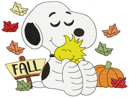 Cozy Fall Puppy Hug – Fill Stitch – Machine Embroidery Design