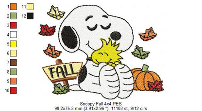 Cozy Fall Puppy Hug – Fill Stitch – Machine Embroidery Design