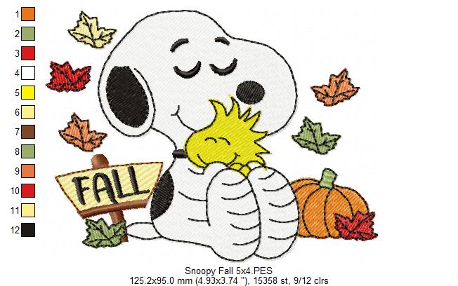 Cozy Fall Puppy Hug – Fill Stitch – Machine Embroidery Design