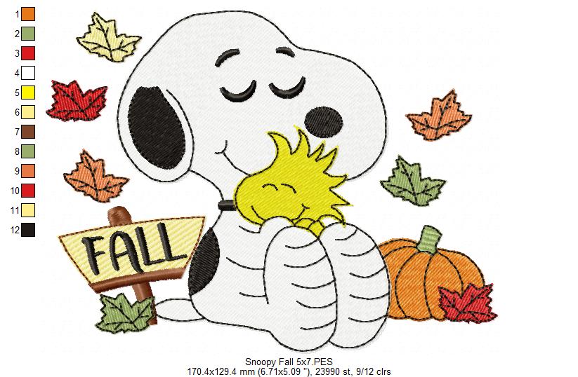 Cozy Fall Puppy Hug – Fill Stitch – Machine Embroidery Design