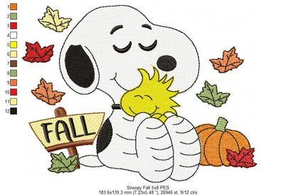 Cozy Fall Puppy Hug – Fill Stitch – Machine Embroidery Design