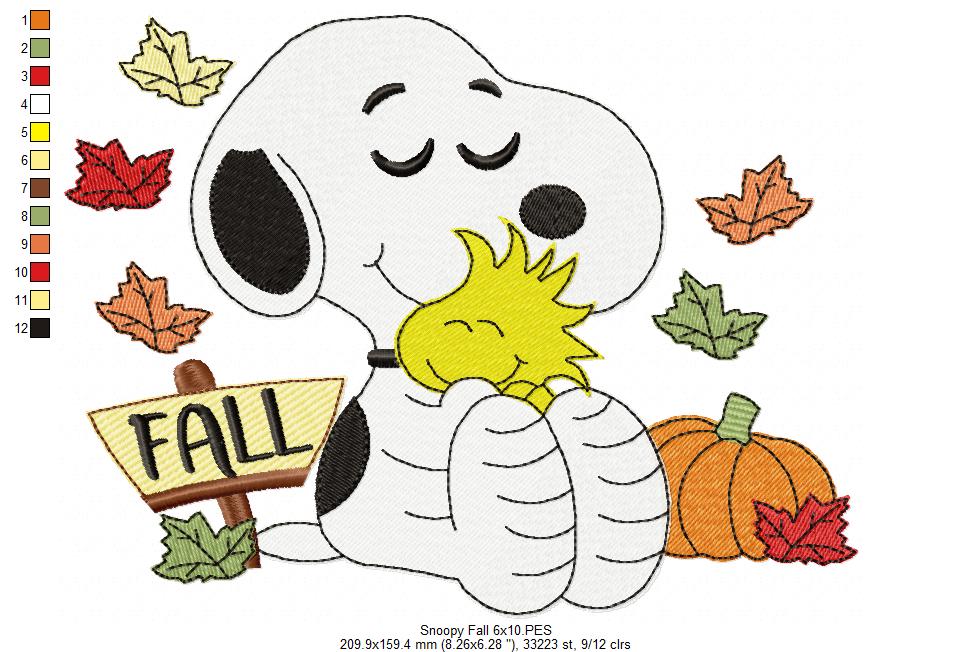 Cozy Fall Puppy Hug – Fill Stitch – Machine Embroidery Design