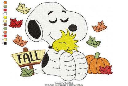 Cozy Fall Puppy Hug – Fill Stitch – Machine Embroidery Design
