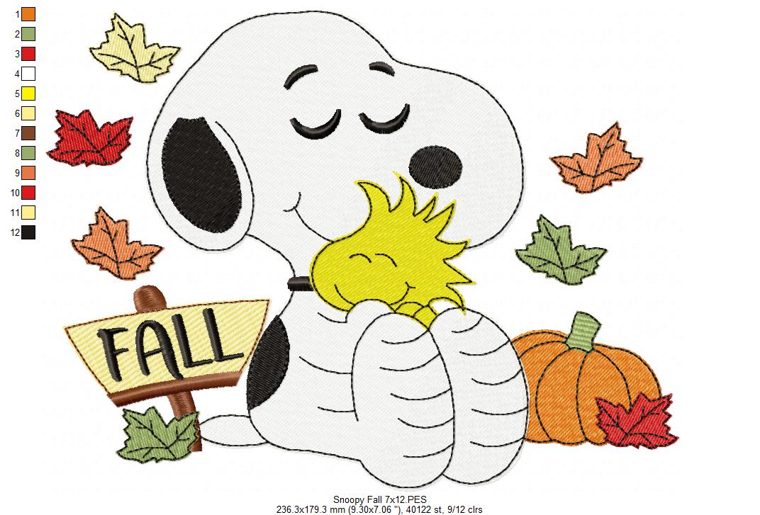 Cozy Fall Puppy Hug – Fill Stitch – Machine Embroidery Design