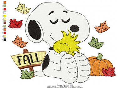 Cozy Fall Puppy Hug – Fill Stitch – Machine Embroidery Design