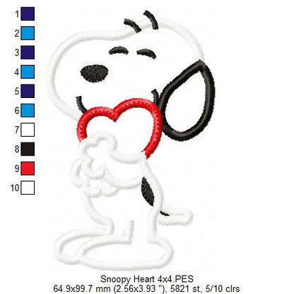 Love You So Much Snoopy 🐾 – Appliqué – Machine Embroidery Design