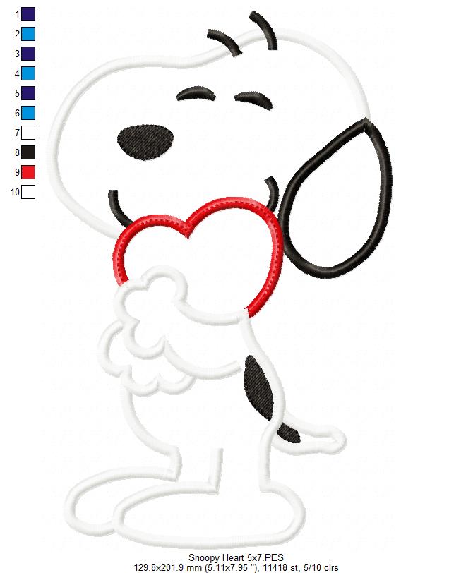 Love You So Much Snoopy 🐾 – Appliqué – Machine Embroidery Design