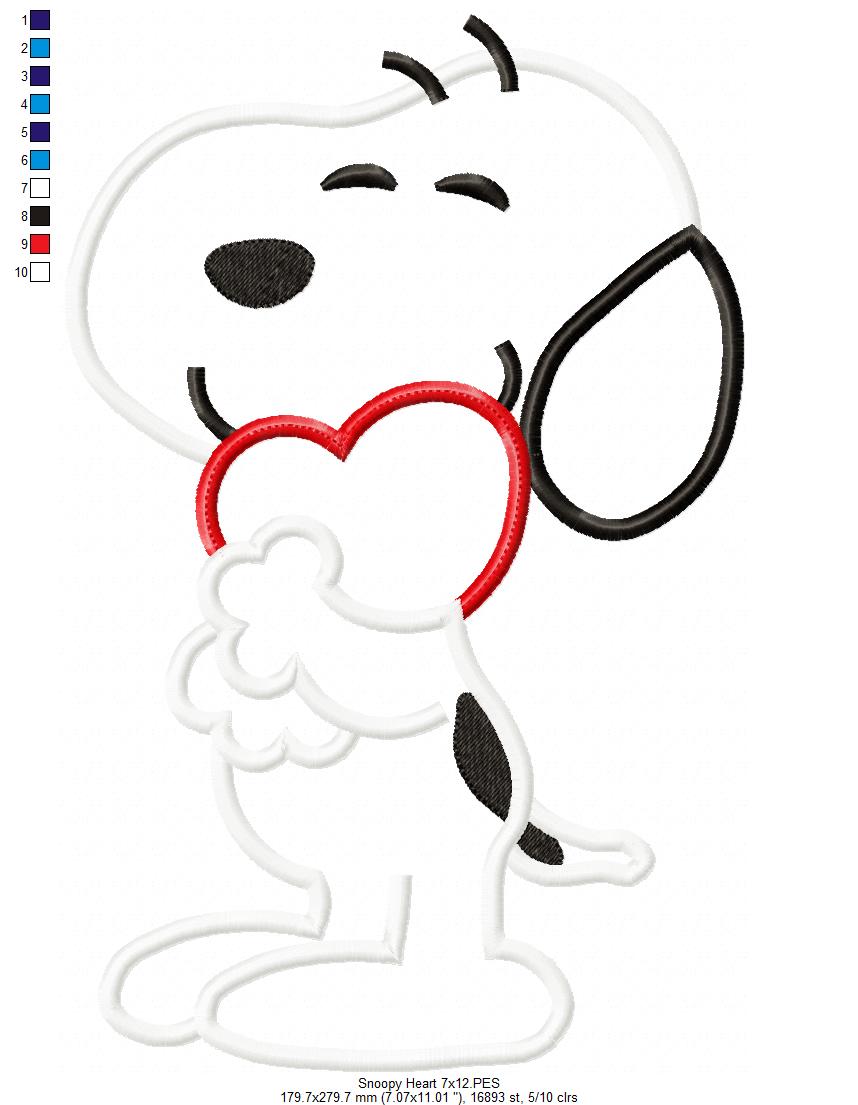 Love You So Much Snoopy 🐾 – Appliqué – Machine Embroidery Design