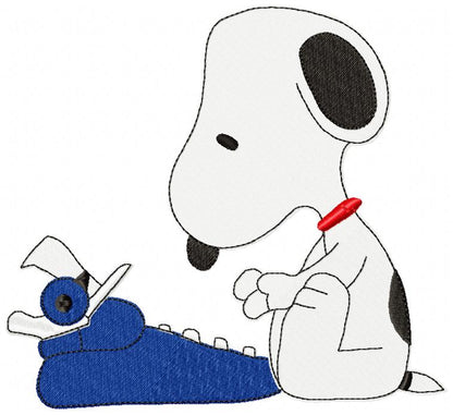 🎩 Snoopy Typing on Typewriter 🐾 – Fill Stitch - Machine Embroidery Design