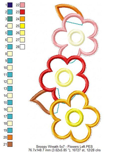 Snoopy Fall Wreath - ITH Project - Machine Embroidery Design