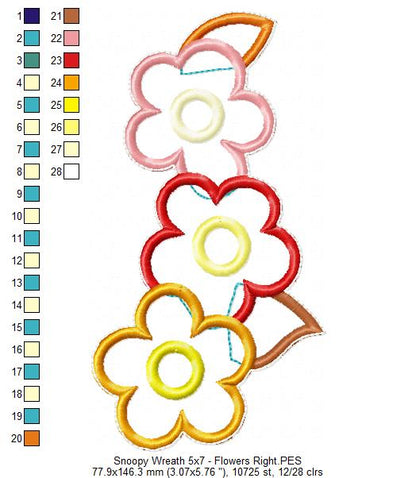 Snoopy Fall Wreath - ITH Project - Machine Embroidery Design