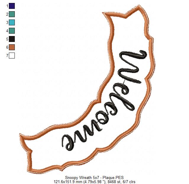 Snoopy Fall Wreath - ITH Project - Machine Embroidery Design