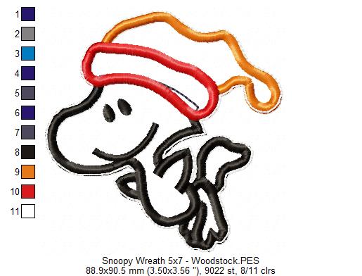 Snoopy Fall Wreath - ITH Project - Machine Embroidery Design
