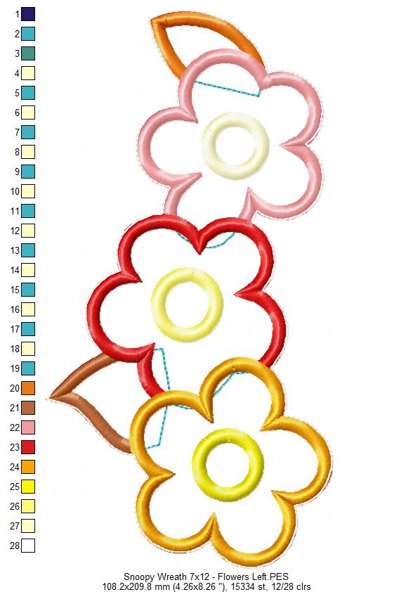 Snoopy Fall Wreath - ITH Project - Machine Embroidery Design