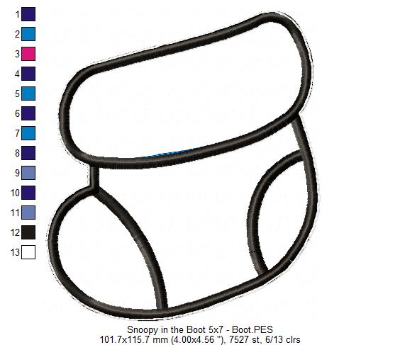 Snoopy in the boot - ITH Project - Machine Embroidery Design
