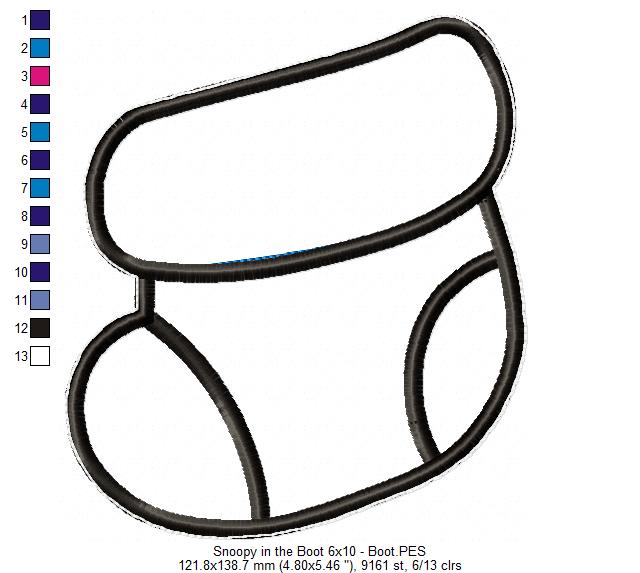 Snoopy in the boot - ITH Project - Machine Embroidery Design