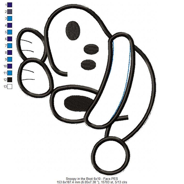 Snoopy in the boot - ITH Project - Machine Embroidery Design