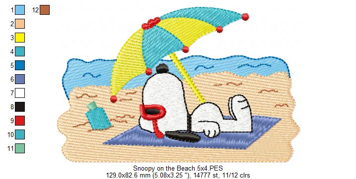 White Dog on the Beach - Fill Stitch - Machine Embroidery Design