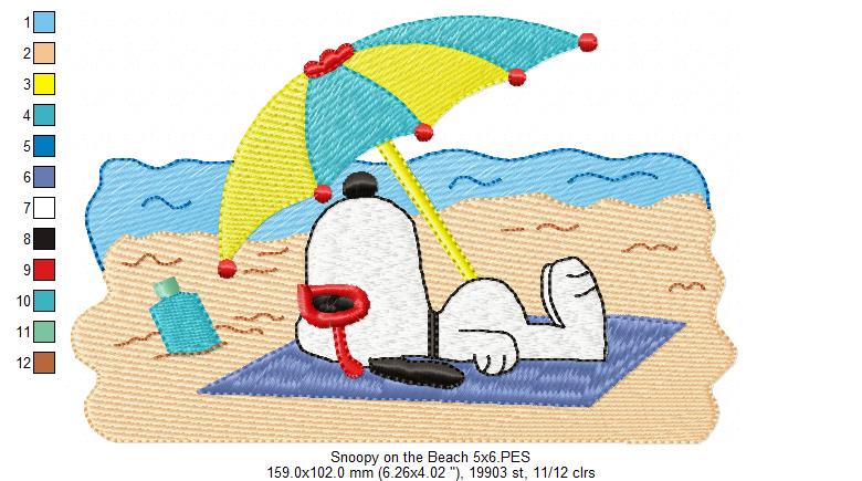 White Dog on the Beach - Fill Stitch - Machine Embroidery Design