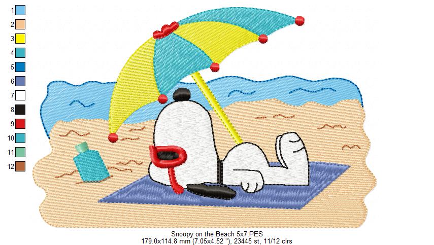 White Dog on the Beach - Fill Stitch - Machine Embroidery Design