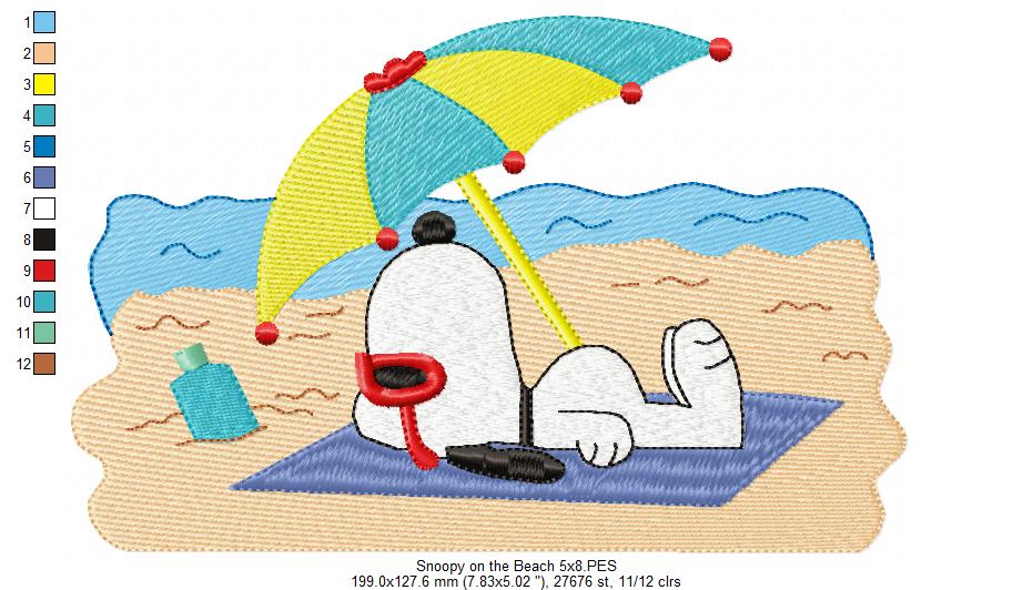 White Dog on the Beach - Fill Stitch - Machine Embroidery Design