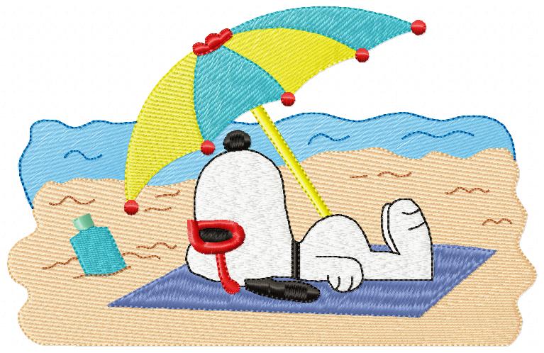 White Dog on the Beach - Fill Stitch - Machine Embroidery Design