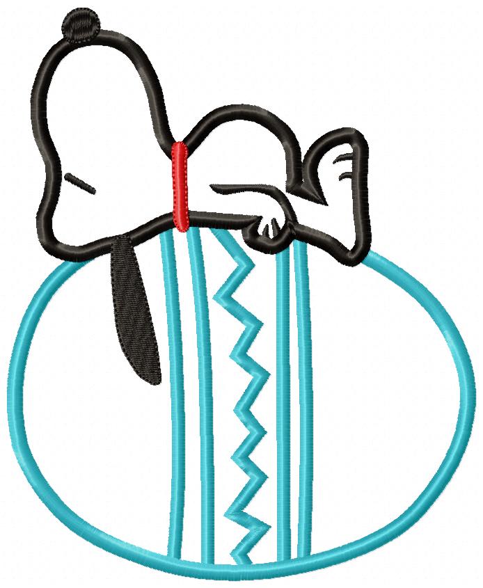 White Dog on the Top of a Easter Egg - Applique - Machine Embroidery Design