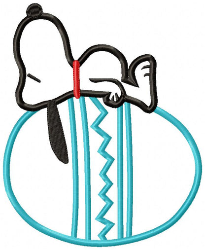 White Dog on the Top of a Easter Egg - Applique - Machine Embroidery Design