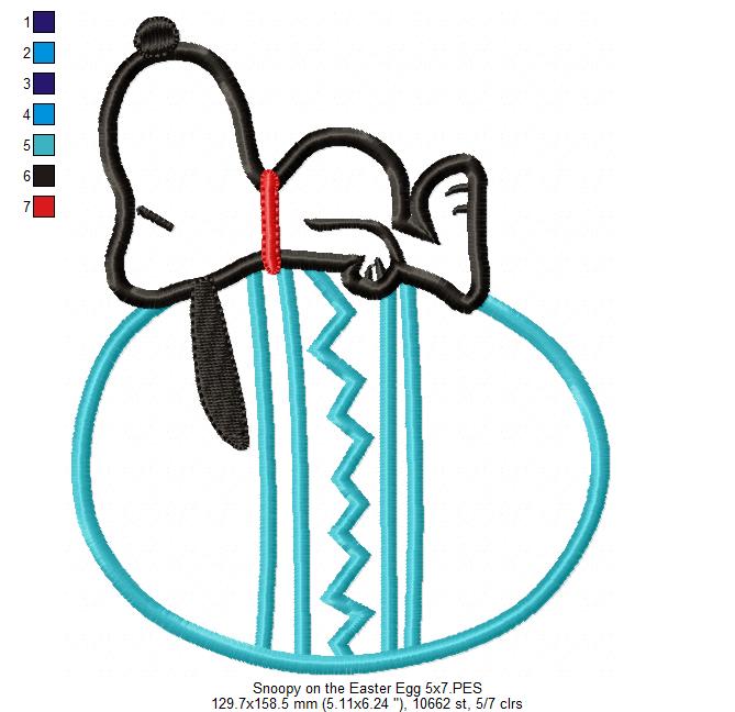 White Dog on the Top of a Easter Egg - Applique - Machine Embroidery Design