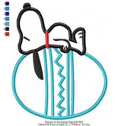 White Dog on the Top of a Easter Egg - Applique - Machine Embroidery Design